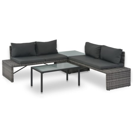 Set de salón para jardín 3 pzs y cojines ratán sintético gris de vidaXL, Sofás de exterior - Ref: Foro24-44720, Precio: 304,9...