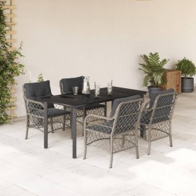 Set comedor de jardín 5 pzas cojines ratán sintético gris claro en Conjuntos de jardín | Comprar online en Foru.es