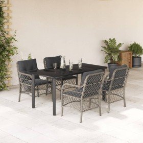 Set comedor de jardín 5 pzas cojines ratán sintético gris claro en Conjuntos de jardín | Comprar online en Foru.es