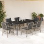 Set comedor jardín 7 pzas y cojines ratán sintético gris claro en Conjuntos de jardín | Comprar online en Foru.es