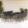 Set comedor de jardín 9 pzas cojines ratán sintético gris claro en Conjuntos de jardín | Comprar online en Foru.es