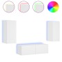 Muebles de TV de pared con luces LED 3 piezas blanco de , Muebles TV - Ref: Foro24-3216867, Precio: 183,02 €, Descuento: %
