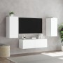 Muebles de TV de pared con luces LED 3 piezas blanco de , Muebles TV - Ref: Foro24-3216867, Precio: 183,02 €, Descuento: %