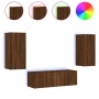 Muebles de TV de pared con luces LED 3 piezas marrón roble de , Muebles TV - Ref: Foro24-3216873, Precio: 152,08 €, Descuento: %