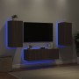 Muebles de TV de pared con luces LED 3 piezas marrón roble de , Muebles TV - Ref: Foro24-3216873, Precio: 152,08 €, Descuento: %