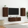 Muebles de TV de pared con luces LED 3 piezas marrón roble de , Muebles TV - Ref: Foro24-3216873, Precio: 152,08 €, Descuento: %