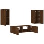 Muebles de TV de pared con luces LED 3 piezas marrón roble de , Muebles TV - Ref: Foro24-3216873, Precio: 152,08 €, Descuento: %