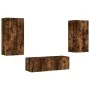 Muebles de TV de pared con luces LED 3 piezas roble ahumado de , Muebles TV - Ref: Foro24-3216878, Precio: 165,65 €, Descuent...
