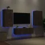 Muebles de TV de pared con luces LED 3 piezas roble ahumado de , Muebles TV - Ref: Foro24-3216878, Precio: 165,65 €, Descuent...
