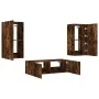 Muebles de TV de pared con luces LED 3 piezas roble ahumado de , Muebles TV - Ref: Foro24-3216878, Precio: 165,65 €, Descuent...