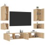 Muebles de TV de pared con luces LED 6 piezas roble Sonoma de , Muebles TV - Ref: Foro24-3216890, Precio: 260,39 €, Descuento: %