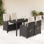 Set de muebles jardín 5 pzas con cojines ratán sintético negro en Conjuntos de jardín | Comprar online en Foru.es