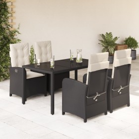 Set de muebles jardín 5 pzas con cojines ratán sintético negro en Conjuntos de jardín | Comprar online en Foru.es