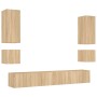 Muebles de TV de pared con luces LED 6 piezas roble Sonoma de , Muebles TV - Ref: Foro24-3216890, Precio: 260,39 €, Descuento: %