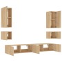 Muebles de TV de pared con luces LED 6 piezas roble Sonoma de , Muebles TV - Ref: Foro24-3216890, Precio: 260,39 €, Descuento: %