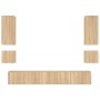 Muebles de TV de pared con luces LED 6 piezas roble Sonoma de , Muebles TV - Ref: Foro24-3216890, Precio: 260,39 €, Descuento: %