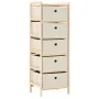 Estantería de almacenaje 5 cestas de tela madera de cedro beige de vidaXL, Taquillas y armarios de almacenamiento - Ref: Foro...