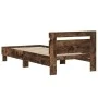 Cama con cabecero madera de ingeniería roble ahumado 90x190 cm de , Camas y somieres - Ref: Foro24-838565, Precio: 80,15 €, D...