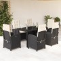 Set de comedor de jardín 7 pzas y cojines ratán sintético negro en Conjuntos de jardín | Comprar online en Foru.es