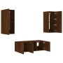 Muebles TV pared con LED 4 pzas madera ingeniería marrón roble de , Muebles TV - Ref: Foro24-3216810, Precio: 165,31 €, Descu...