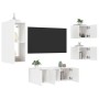 Muebles de TV de pared con LED 5 pzas madera ingeniería blanco de , Muebles TV - Ref: Foro24-3216825, Precio: 187,97 €, Descu...
