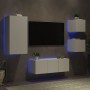 Muebles de TV de pared con LED 5 pzas madera ingeniería blanco de , Muebles TV - Ref: Foro24-3216825, Precio: 187,97 €, Descu...