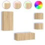 Muebles TV pared con LED 5 pzas madera ingeniería roble Sonoma de , Muebles TV - Ref: Foro24-3216827, Precio: 176,58 €, Descu...