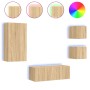 Muebles TV pared con LED 5 pzas madera ingeniería roble Sonoma de , Muebles TV - Ref: Foro24-3216827, Precio: 179,06 €, Descu...