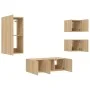 Muebles TV pared con LED 5 pzas madera ingeniería roble Sonoma de , Muebles TV - Ref: Foro24-3216827, Precio: 176,58 €, Descu...