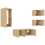 Muebles TV pared con LED 5 pzas madera ingeniería roble Sonoma de , Muebles TV - Ref: Foro24-3216827, Precio: 179,06 €, Descu...