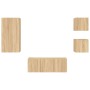 Muebles TV pared con LED 5 pzas madera ingeniería roble Sonoma de , Muebles TV - Ref: Foro24-3216827, Precio: 179,06 €, Descu...