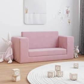 Rosafarbenes 2-Sitzer-Kinderschlafsofa aus weichem Plüsch von , Baby- und Kleinkindmöbel - Ref: Foro24-357039, Preis: 64,55 €...