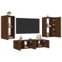 Muebles TV pared con LED 4 pzas madera ingeniería marrón roble de , Muebles TV - Ref: Foro24-3216852, Precio: 195,34 €, Descu...