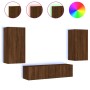 Muebles TV pared con LED 4 pzas madera ingeniería marrón roble de , Muebles TV - Ref: Foro24-3216852, Precio: 195,34 €, Descu...