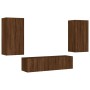Muebles TV pared con LED 4 pzas madera ingeniería marrón roble de , Muebles TV - Ref: Foro24-3216852, Precio: 195,34 €, Descu...