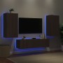 Muebles TV pared con LED 4 pzas madera ingeniería marrón roble de , Muebles TV - Ref: Foro24-3216852, Precio: 195,34 €, Descu...