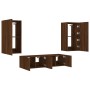 Muebles TV pared con LED 4 pzas madera ingeniería marrón roble de , Muebles TV - Ref: Foro24-3216852, Precio: 195,34 €, Descu...