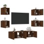 Muebles TV pared con LED 6 pzas madera ingeniería marrón roble de , Muebles TV - Ref: Foro24-3216859, Precio: 188,34 €, Descu...