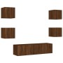 Muebles TV pared con LED 6 pzas madera ingeniería marrón roble de , Muebles TV - Ref: Foro24-3216859, Precio: 188,34 €, Descu...