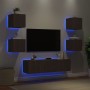 Muebles TV pared con LED 6 pzas madera ingeniería marrón roble de , Muebles TV - Ref: Foro24-3216859, Precio: 188,34 €, Descu...