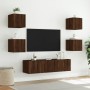 Muebles TV pared con LED 6 pzas madera ingeniería marrón roble de , Muebles TV - Ref: Foro24-3216859, Precio: 188,34 €, Descu...