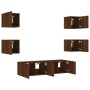 Muebles TV pared con LED 6 pzas madera ingeniería marrón roble de , Muebles TV - Ref: Foro24-3216859, Precio: 188,34 €, Descu...
