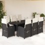 Set de comedor de jardín 9 pzas y cojines ratán sintético negro en Conjuntos de jardín | Comprar online en Foru.es
