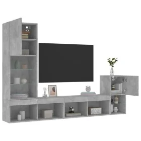 Muebles TV pared con LED 4 pzas madera ingeniería gris hormigón de , Muebles TV - Ref: Foro24-3216664, Precio: 157,47 €, Desc...