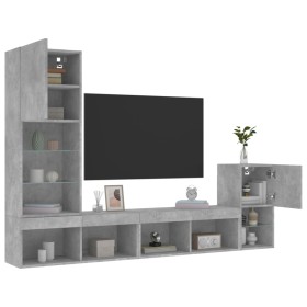 Muebles TV pared con LED 4 pzas madera ingeniería gris hormigón de , Muebles TV - Ref: Foro24-3216664, Precio: 159,37 €, Desc...
