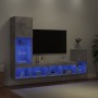 Muebles TV pared con LED 4 pzas madera ingeniería gris hormigón de , Muebles TV - Ref: Foro24-3216664, Precio: 159,37 €, Desc...