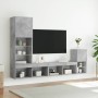 Muebles TV pared con LED 4 pzas madera ingeniería gris hormigón de , Muebles TV - Ref: Foro24-3216664, Precio: 159,37 €, Desc...