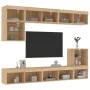Muebles TV pared con LED 8 pzas madera ingeniería roble Sonoma de , Muebles TV - Ref: Foro24-3216670, Precio: 211,40 €, Descu...