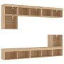 Muebles TV pared con LED 8 pzas madera ingeniería roble Sonoma de , Muebles TV - Ref: Foro24-3216670, Precio: 211,40 €, Descu...