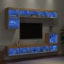 Muebles TV pared con LED 8 pzas madera ingeniería roble Sonoma de , Muebles TV - Ref: Foro24-3216670, Precio: 214,39 €, Descu...